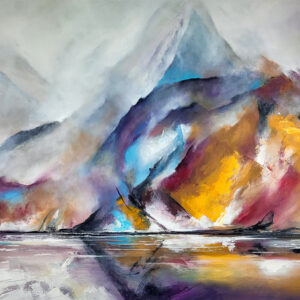 "Lac glacière de Melo" peinture semi-abstraite de l'artiste Helena Monniello